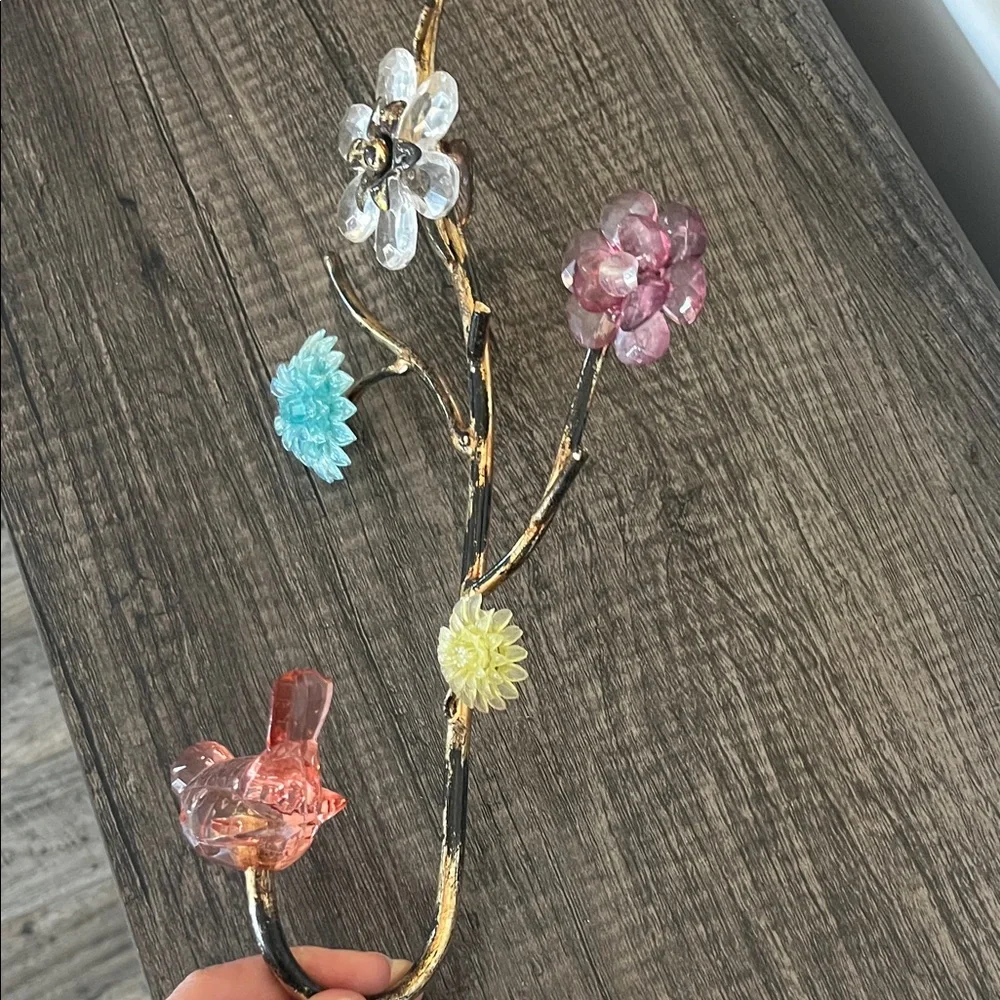 Pier one Floral Wall Hook with Pink Bird